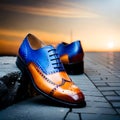 Beautiful men leather shoes illustration - ai generated image