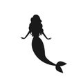 Beautiful mermaid silhouette isolated on white background. Royalty Free Stock Photo