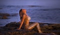 Beautiful mermaid sitting on a rock Royalty Free Stock Photo