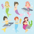 Beautiful Mermaids and Animals Vector Collection Royalty Free Stock Photo