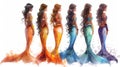 Beautiful mermaids in watercolor style. Vector illustration. Isolated on white Royalty Free Stock Photo