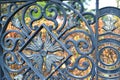 This is a beautiful metal wrought iron fence detail in the park,