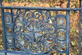 This is a beautiful metal wrought iron fence detail in the park 2 Royalty Free Stock Photo