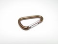 Beautiful metallic carabiner on white Royalty Free Stock Photo