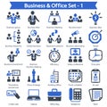 Business & office Icon set - Blue series Royalty Free Stock Photo