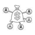 Crowdfunding icon In Outline Style