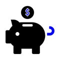 Piggy bank with Dollar Coins Icon Royalty Free Stock Photo