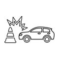Traffic Cone Crash Icon In Outline Style