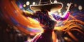 Passionate and Expressive Mexican Dancer in Traditional Attire