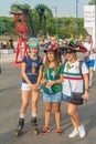 Beautiful Mexican fans in national clothes before the match Brazil Mexico for the World Cup Royalty Free Stock Photo