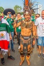 Beautiful Mexican fans in national clothes before the match Brazil Mexico for the World Cup Royalty Free Stock Photo