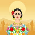 Beautiful Mexican woman in a national clothes.