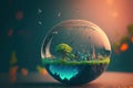 Beautiful microworld in a glass ball. Generative AI Royalty Free Stock Photo