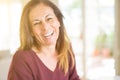 Beautiful middle age woman smiling at home Royalty Free Stock Photo