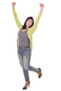 Beautiful middle aged Asian woman very excited and happy isolate Royalty Free Stock Photo