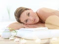 Beautiful middle-aged woman relaxing in spa center Royalty Free Stock Photo