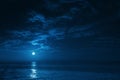 Beautiful Midnight Ocean View With Moonrise And Ca Royalty Free Stock Photo