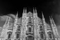 Milan Cathedral gothic facade BW