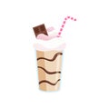 Beautiful milkshake in transparent glasses made from different ingredients Royalty Free Stock Photo