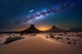 Beautiful milky way over wonderful mountains in deser, AI generated Royalty Free Stock Photo