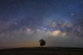 Beautiful milky way with a single treebackground.Landscape with