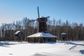 Beautiful mill in the snow Royalty Free Stock Photo