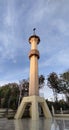 The beautiful Minaret of the mosque with the blue sky