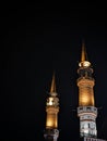 The beautiful minaret of the mosque at night