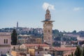 A beautiful minaret stands over the old City of Jerusalem