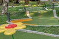 Beautiful mini golf course at sunny day