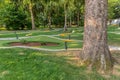 Beautiful mini golf course at sunny day