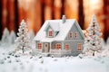 Beautiful miniature house in a winter forest