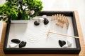 Beautiful miniature zen garden on table