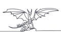 Beautiful minimal continuous line dragon design vector