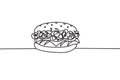 Beautiful minimal continuous line hamburger design vector