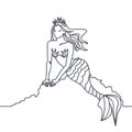Beautiful minimal continuous line mermaid design vector