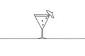 Beautiful minimal continuous line summer beach cocktail design vector