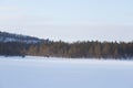 A beautiful minimalist landscape of a frozen lake in central Norway.