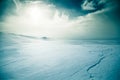 A beautiful, minimalist landscape of snowy Norwegian hills.