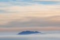 Beautiful minimalist sunrise landscape with the Simat de la Valldigna mountains from the Alt de les Pedreres in Alcoy