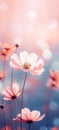Beautiful minimalistic floral background with spring flowers, soft light, selective focus, smartphone wallpaper