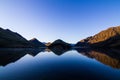 Mirror lake landscape with sunrise Royalty Free Stock Photo