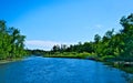 Beautiful Mississippi River flows north in Bemidji Minnesota