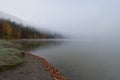 Beautiful misty autumn morning,Saint Ana Lake, Romania