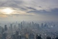 Beautiful misty morning covered Jakarta city Royalty Free Stock Photo