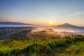 Beautiful misty morning sunrise in Khao Takhian Ngo View Point a