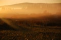 Beautiful misty sunrise over the hills