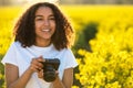 Beautiful Mixed Race African American Girl Teenager Using Camera Royalty Free Stock Photo