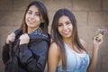 Beautiful Mixed Race Twin Sisters Portrait Royalty Free Stock Photo