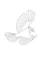 Outline drawn flying bird. Beautiful mockingjay. concept of freedom, peace, unity. Modern llustration isolated on white Royalty Free Stock Photo